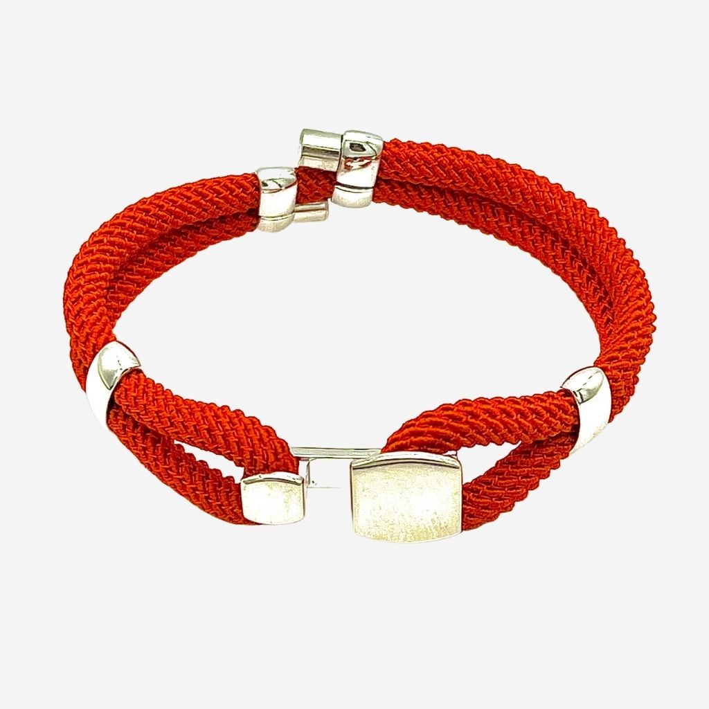 bracelet cordon torsadé orange avec fermoir en argent courbe alanne b