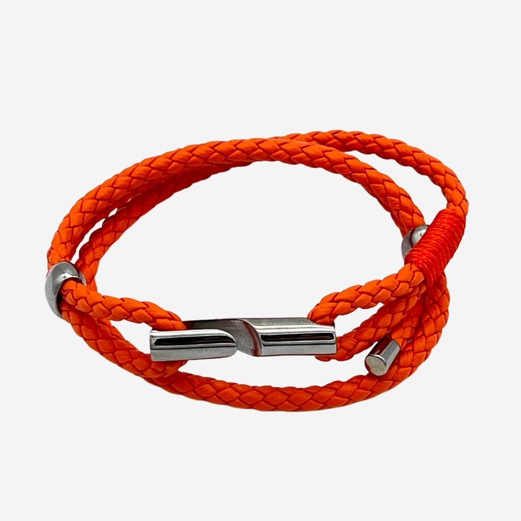 bracelet orange mixte cordon torsade alanne b