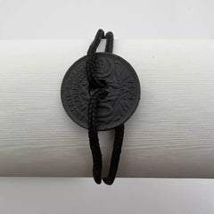 bracelet one piece monnaie trouée de 10 centimes de franc cordon noir le sou francais