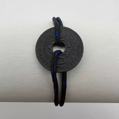 bracelet one piece monnaie trouée de 10 centimes de franc cordon nuit bleue le sou francais