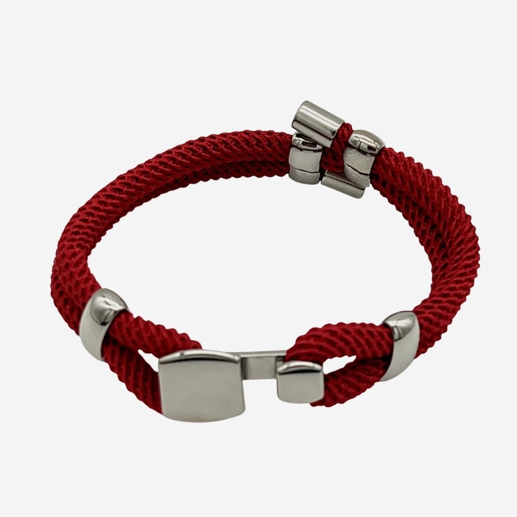 bracelet cordon torsadé bordeaux fermoir courbe alanne b
