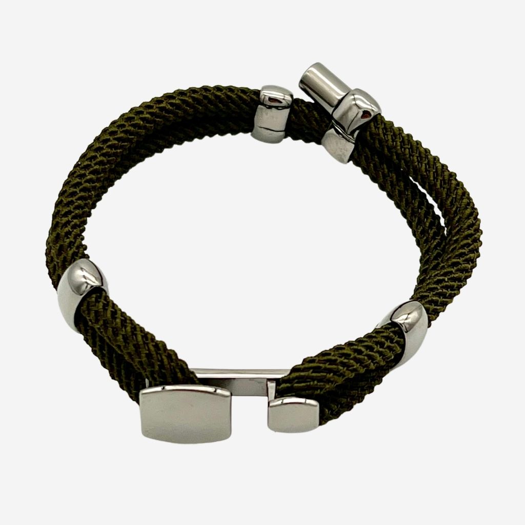 bracelet cordon torsadé vert jungle fermoir courbe alanne b