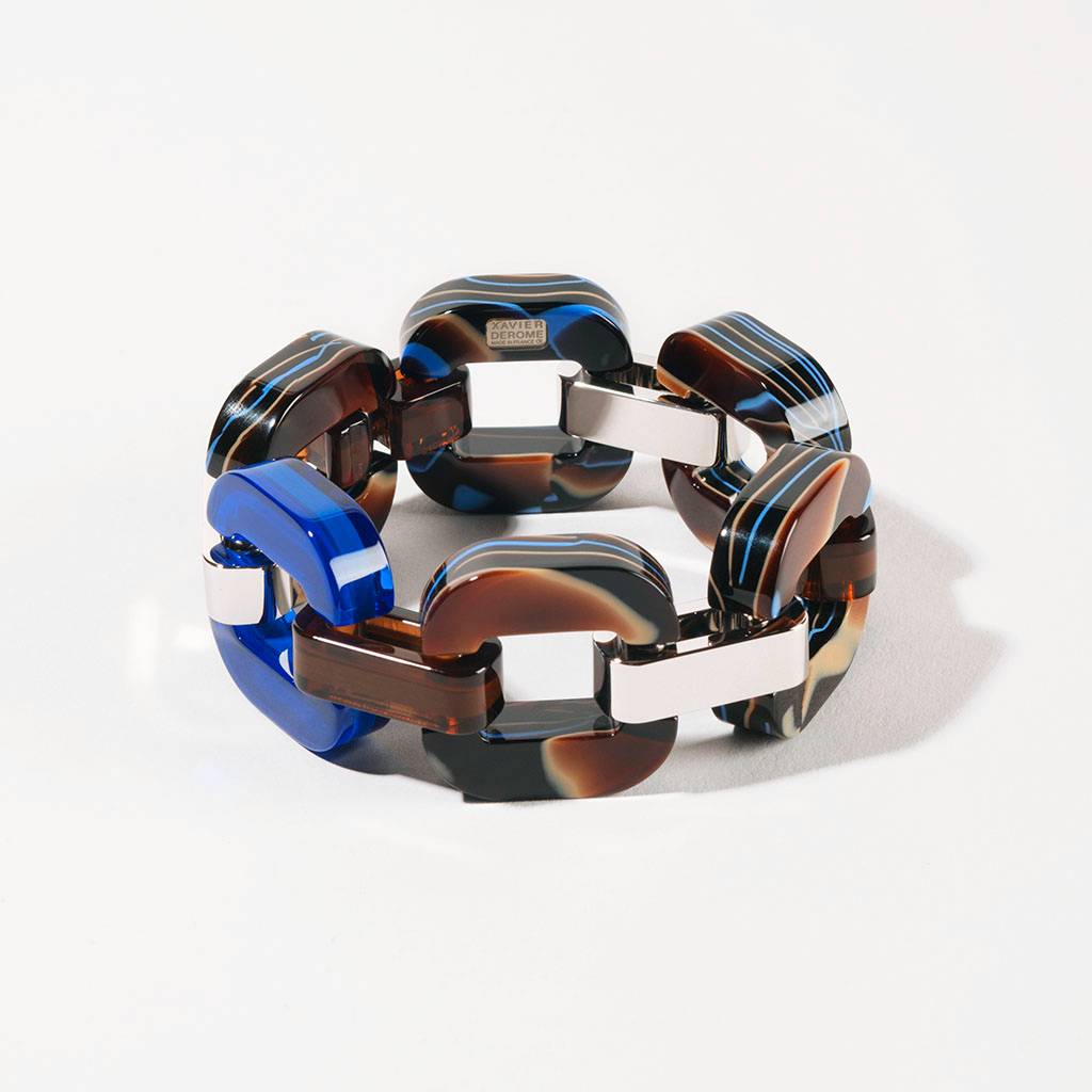 bracelet gourmette xavier derome marron bleu