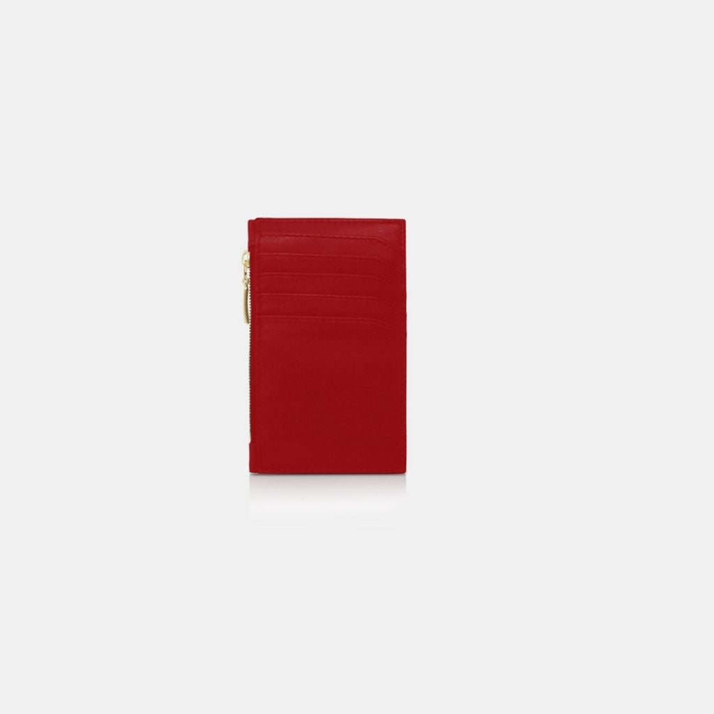 porte carte et porte monnaie en cuir couleur rouge collection henri marque louvreuse