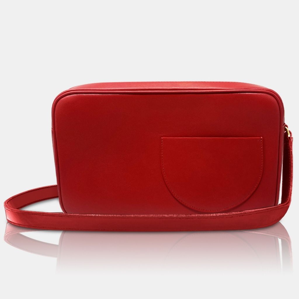 sac à main bandoulière en cuir rouge niki fabrication française