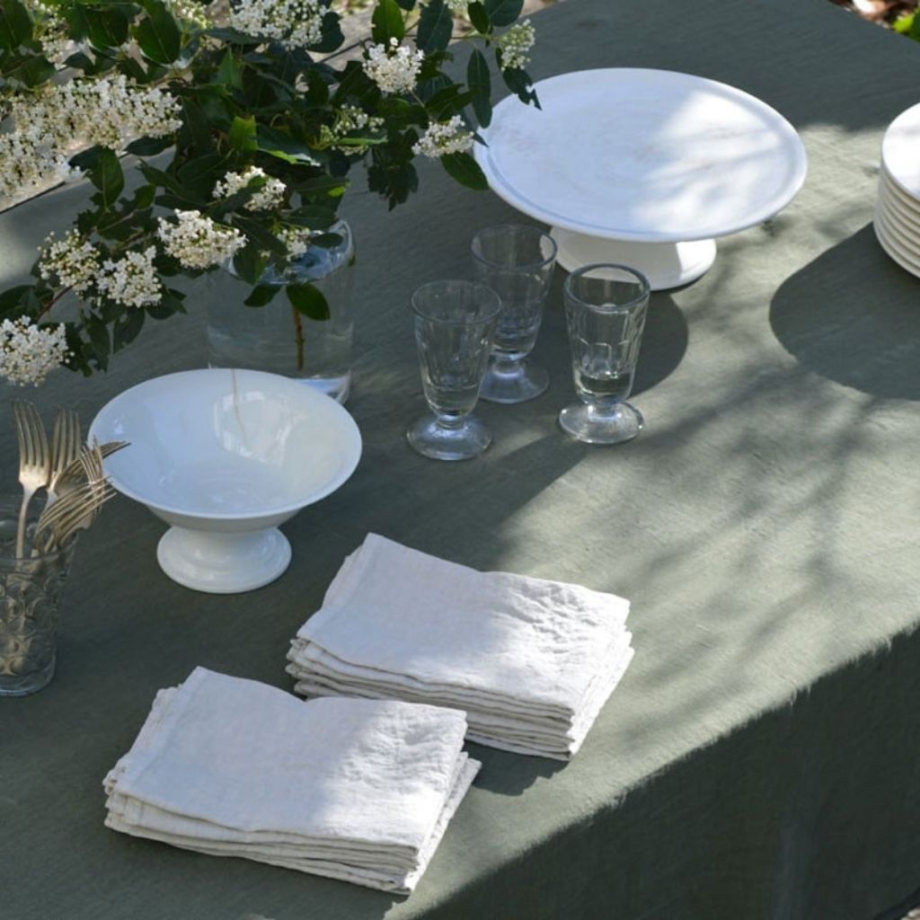 serviette de table en lin lavé blanc craie la draperie francaise